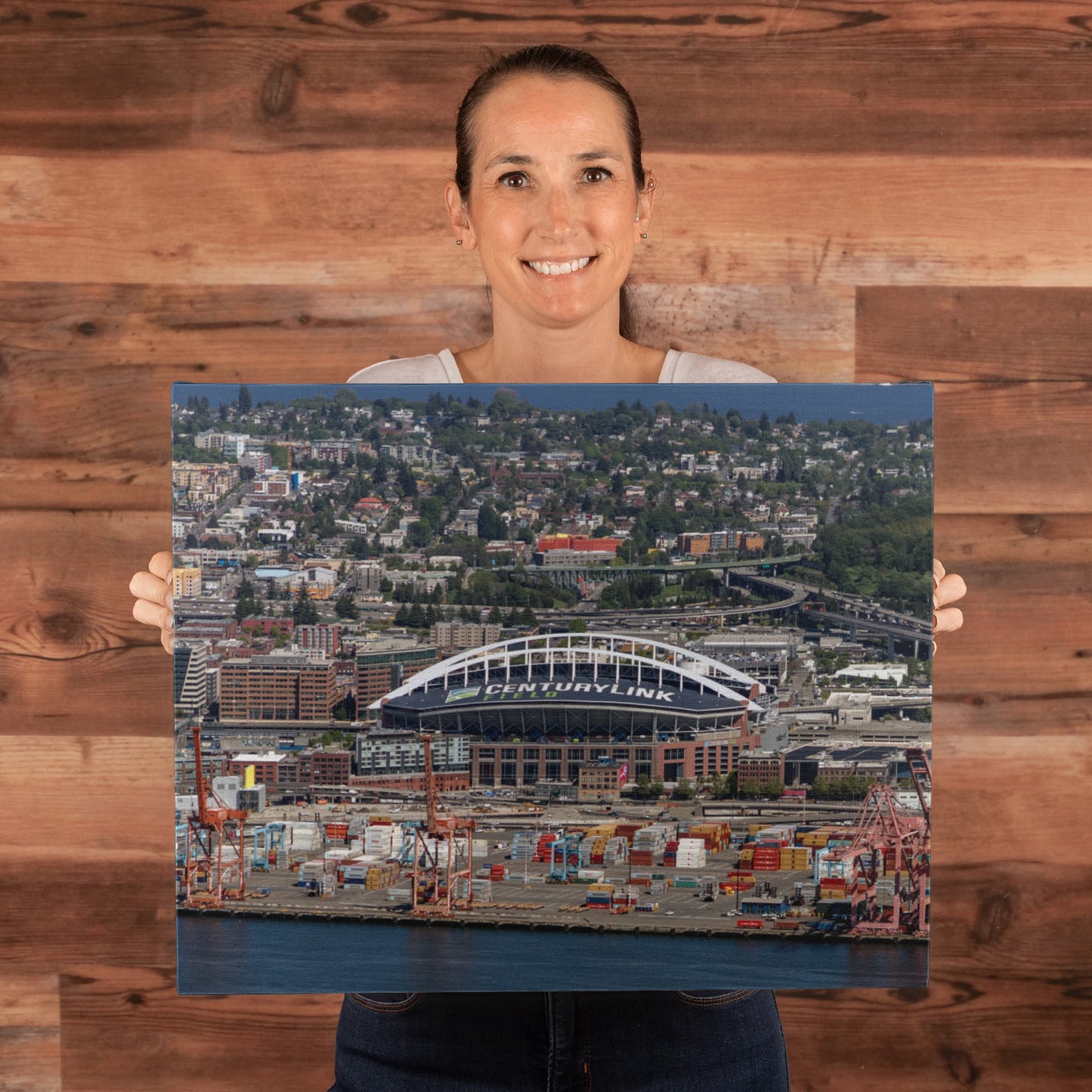 Canvas Wall Art - Aerial view of Seattle, Washington, CenturyLink Field home of the Seattle Seahawks NFL football team