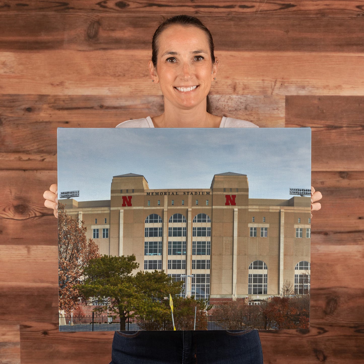 Canvas Wall Art - Memorial Stadium, home to the University of Nebraska Cornhusker football team in Lincoln, the capital city of the midwest-U.S. state of Nebraska
