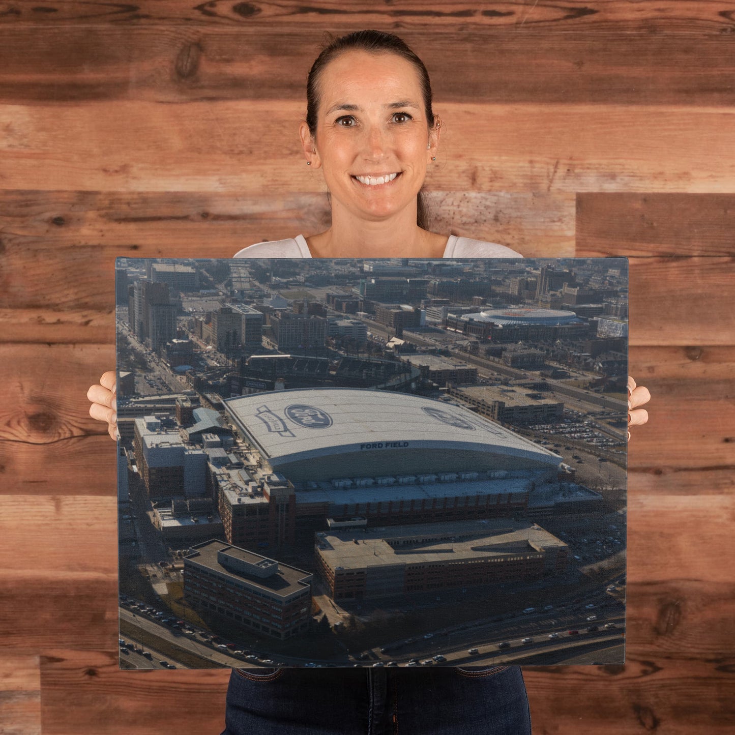 Canvas Wall Art - Ford Field, the domed multipurpose stadium that is home to the Detroit Lions of the NFL