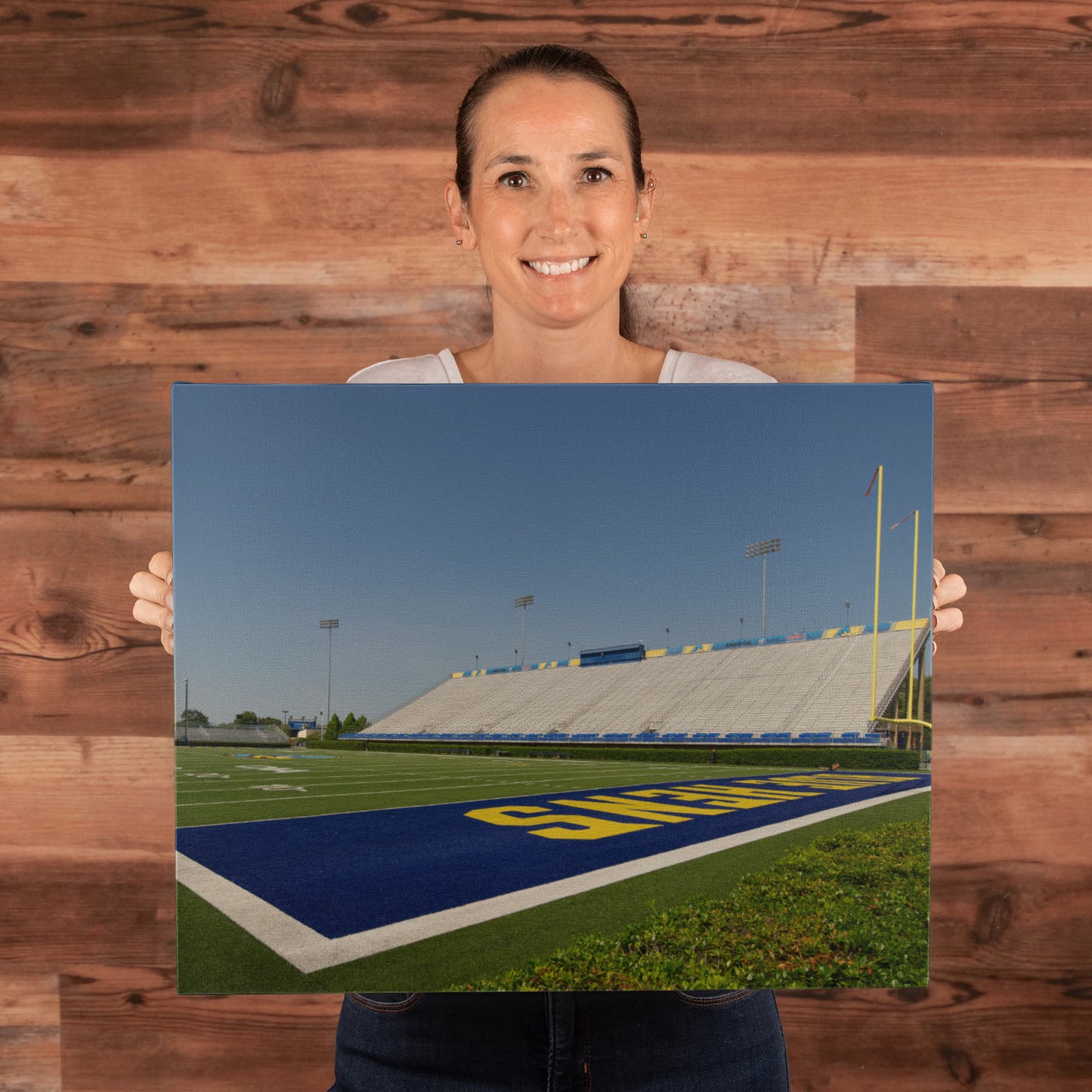 Canvas Wall Art - Field-level view of Tubby Raymond Field, the football stadium at the University of Delaware in Newark