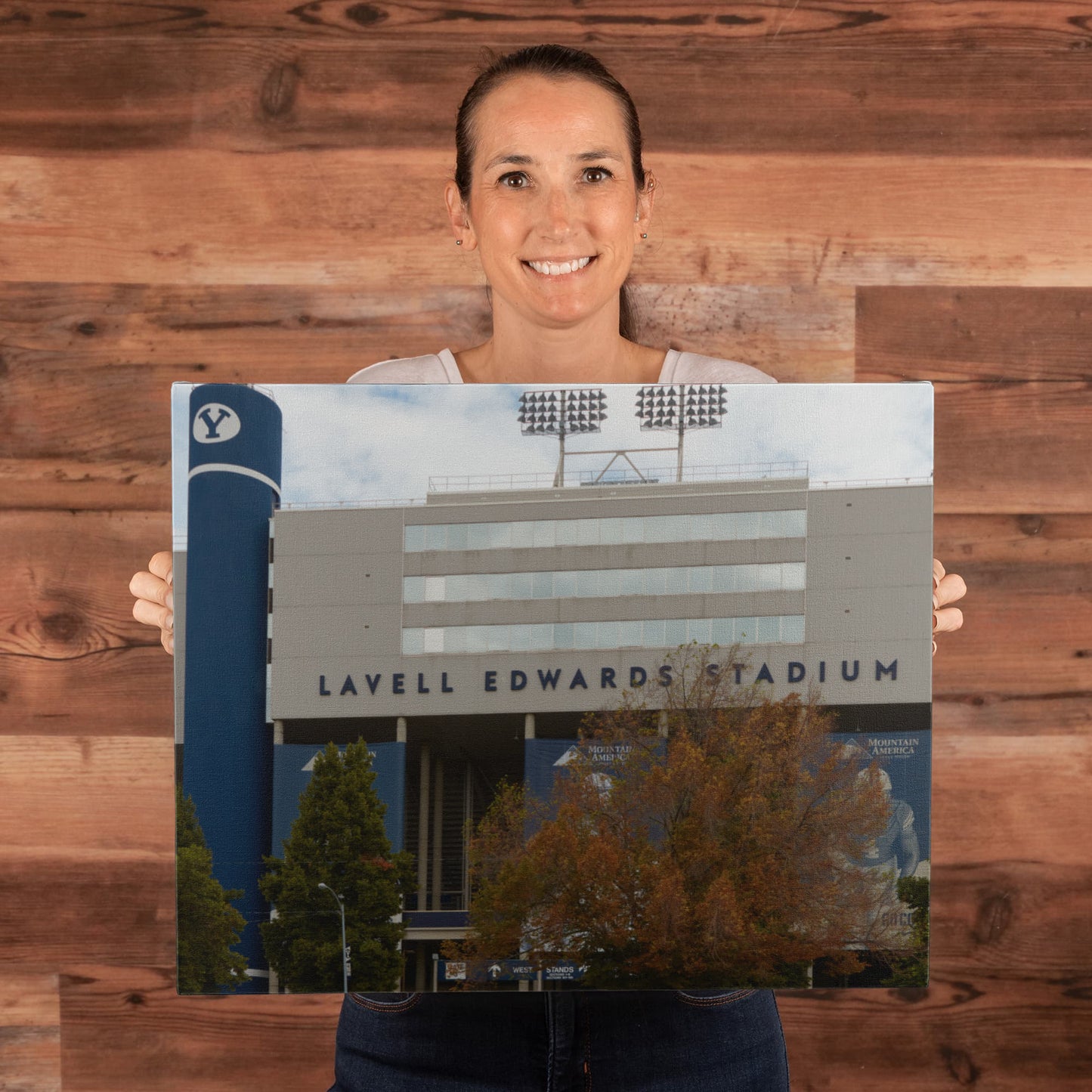Canvas Wall Art - Lavell Edwards Stadium, named after the longtime football coach at Brigham Young University in Provo, in the western state of Uta