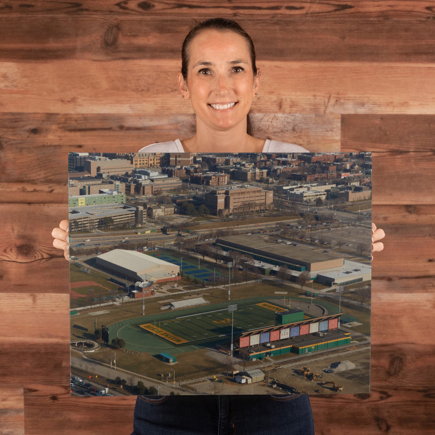 Canvas Wall Art - Detroit, Michigan, Wayne State University campus, including its football stadium