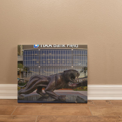Canvas Wall Art - Bronze sculpture of the beast outside TIAA Bank Field, the home stadium of the Jacksonville Jaguars of the NFL, in Jacksonville, Florida
