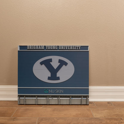 Canvas Wall Art - The simple Y, erected here on the back of the football stadium scoreboard, has become a symbol at Brigham Young University in Provo, Utah