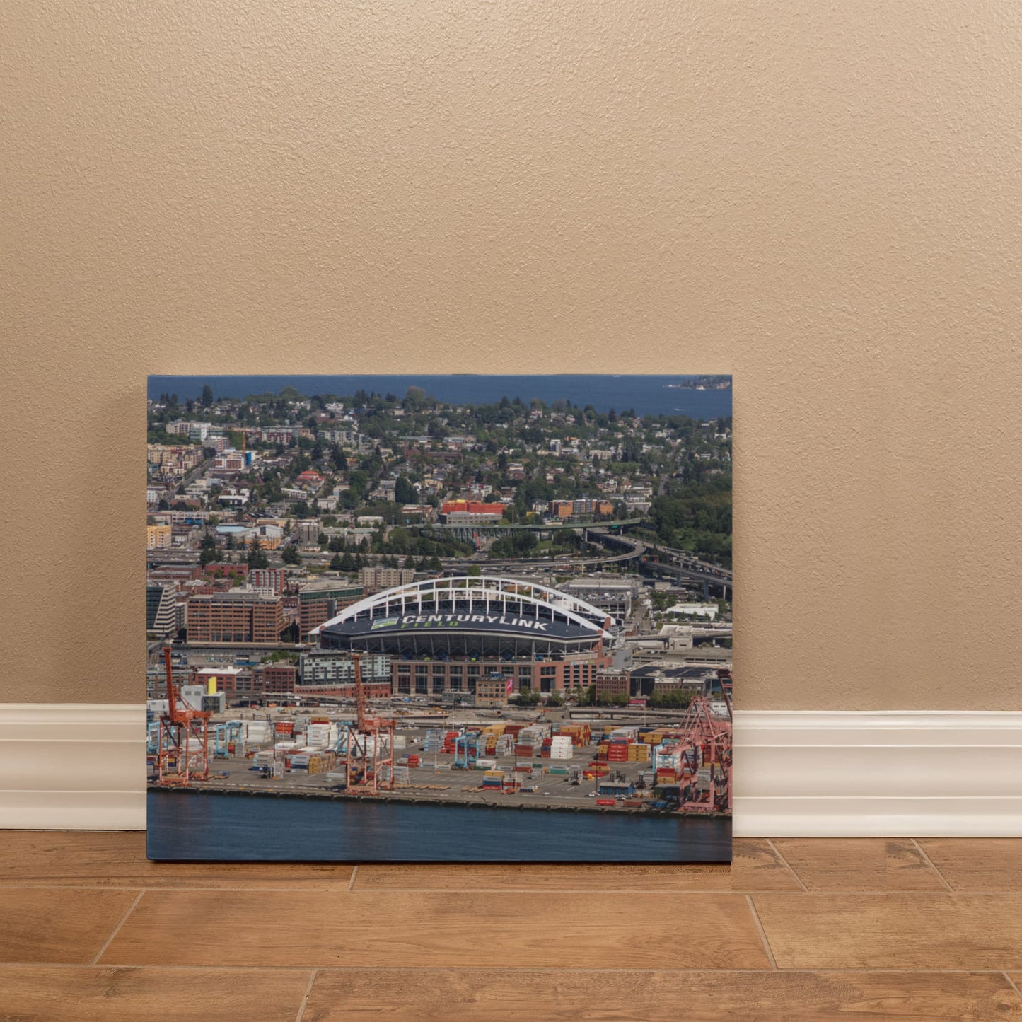 Canvas Wall Art - Aerial view of Seattle, Washington, CenturyLink Field home of the Seattle Seahawks NFL football team