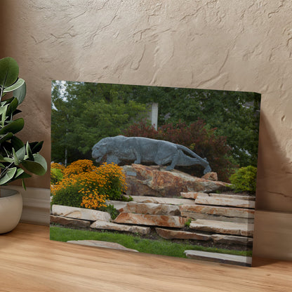 Canvas Wall Art - Statue of a stalking cougar outside the football stadium at Brigham Young University in Provo, city in the western state of Utah