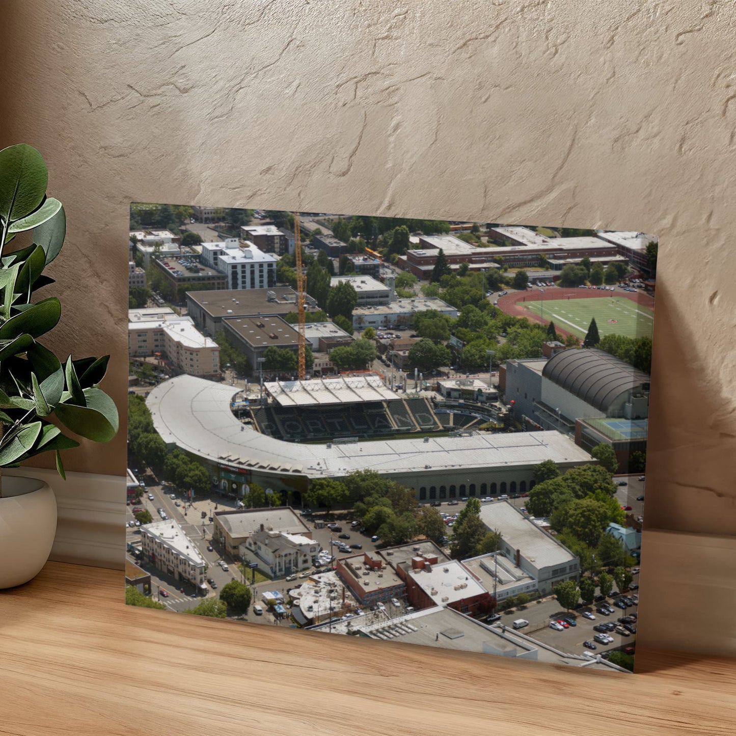 Canvas Wall Art - Portland, Oregon, Providence Park football stadium in the foreground, home of the Portland State University Vikings' team