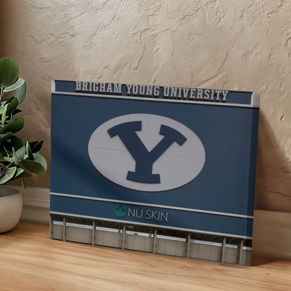 Canvas Wall Art - The simple Y, erected here on the back of the football stadium scoreboard, has become a symbol at Brigham Young University in Provo, Utah