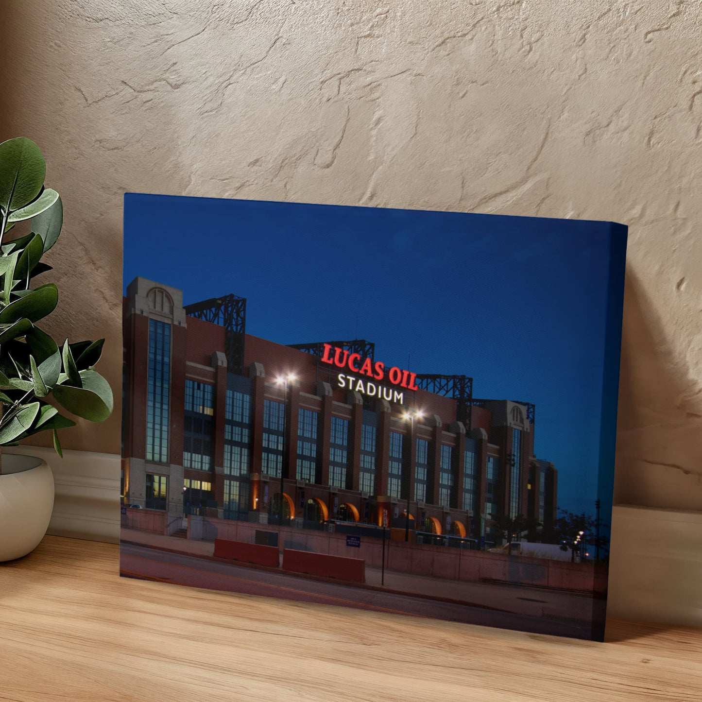 Canvas Wall Art - Dusk shot of Lucas Oil Stadium, home of the Indianapolis Colts NFL team, 2016