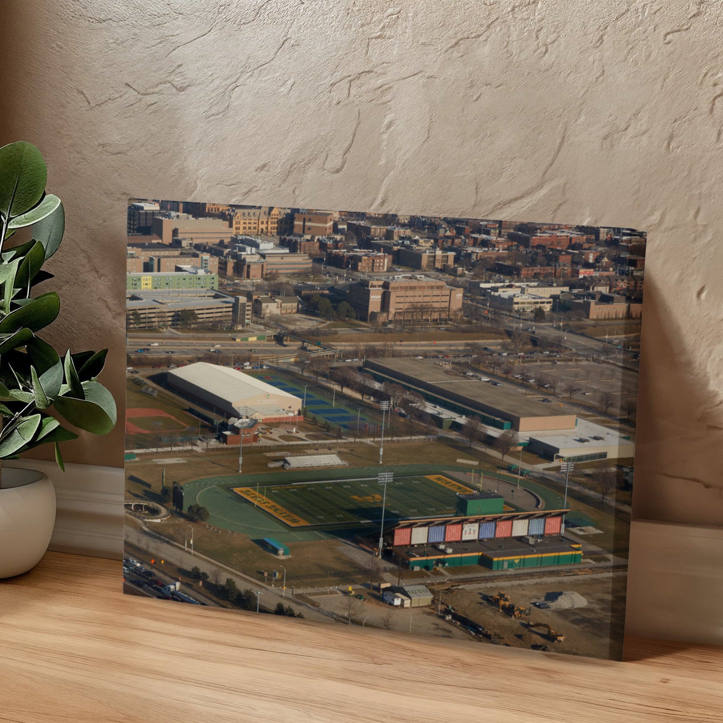 Canvas Wall Art - Detroit, Michigan, Wayne State University campus, including its football stadium