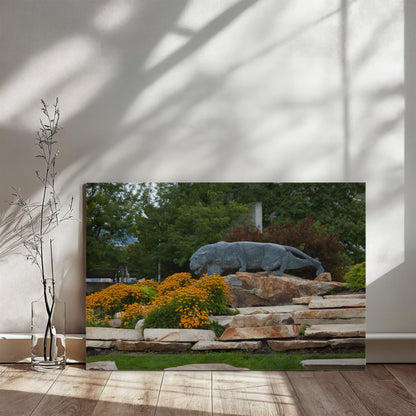 Canvas Wall Art - Statue of a stalking cougar outside the football stadium at Brigham Young University in Provo, city in the western state of Utah