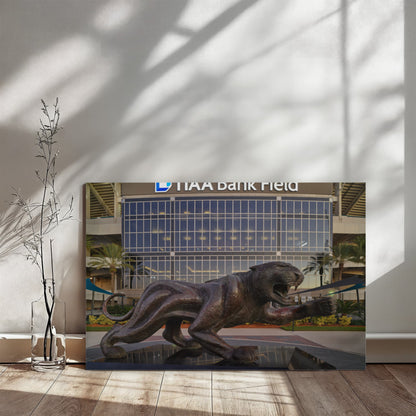 Canvas Wall Art - Bronze sculpture of the beast outside TIAA Bank Field, the home stadium of the Jacksonville Jaguars of the NFL, in Jacksonville, Florida