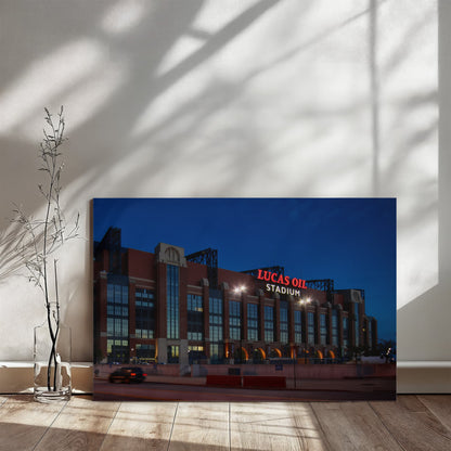 Canvas Wall Art - Dusk shot of Lucas Oil Stadium, home of the Indianapolis Colts NFL team, 2016