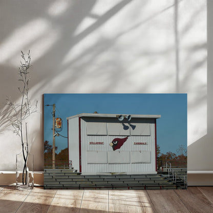 Canvas Wall Art - The stands and press box at the football stadium where the Dollarway High School Cardinals team plays in White Hall