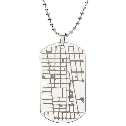 Engraved Map Dog Tag Necklace - Personalized Location Pendant
