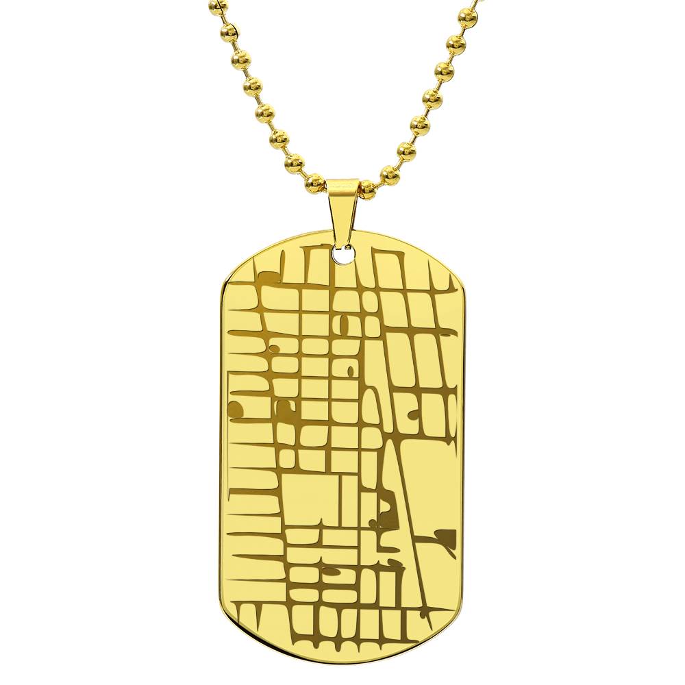 Engraved Map Dog Tag Necklace - Personalized Location Pendant