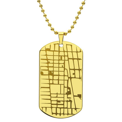 Engraved Map Dog Tag Necklace - Personalized Location Pendant