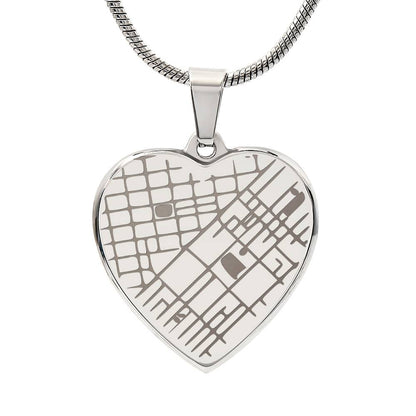 Engraved Heart Map Necklace - Personalized Location Pendant