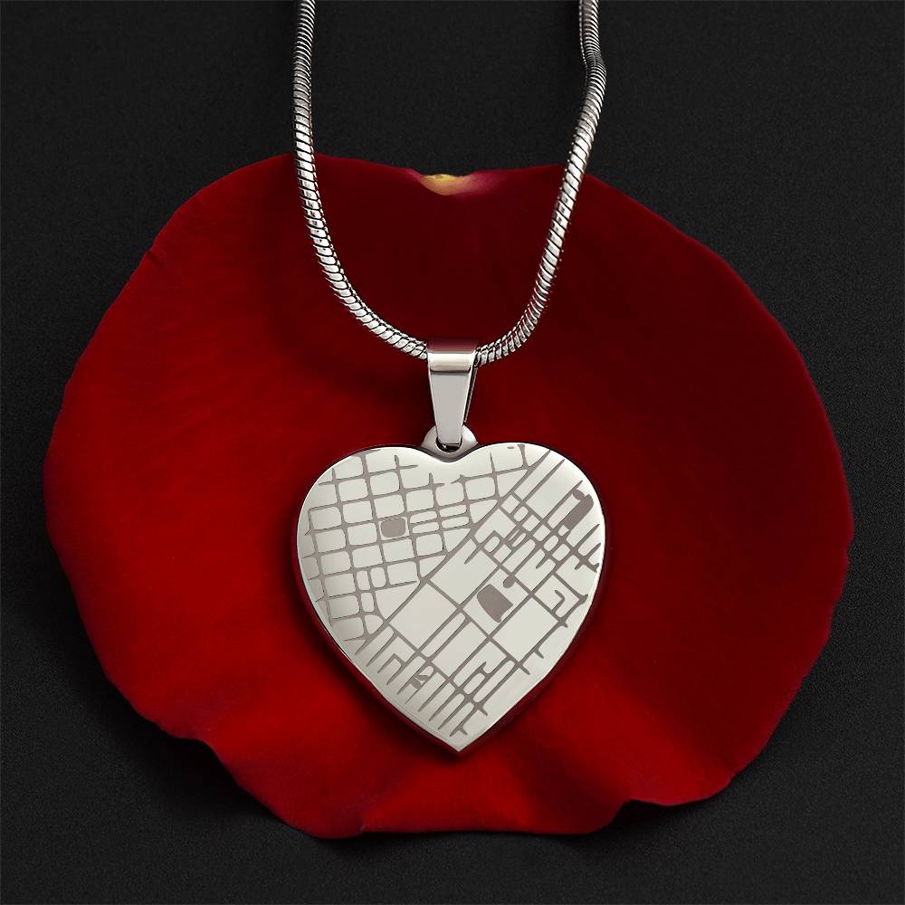Engraved Heart Map Necklace - Personalized Location Pendant