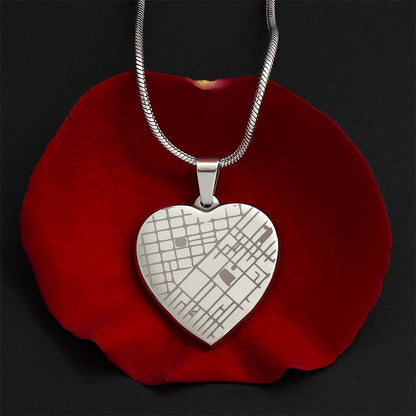 Engraved Heart Map Necklace - Personalized Location Pendant