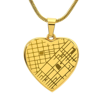 Engraved Heart Map Necklace - Personalized Location Pendant
