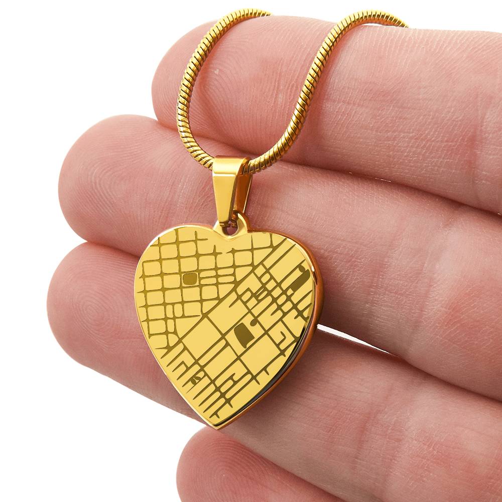 Engraved Heart Map Necklace - Personalized Location Pendant