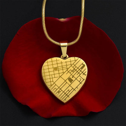 Engraved Heart Map Necklace - Personalized Location Pendant