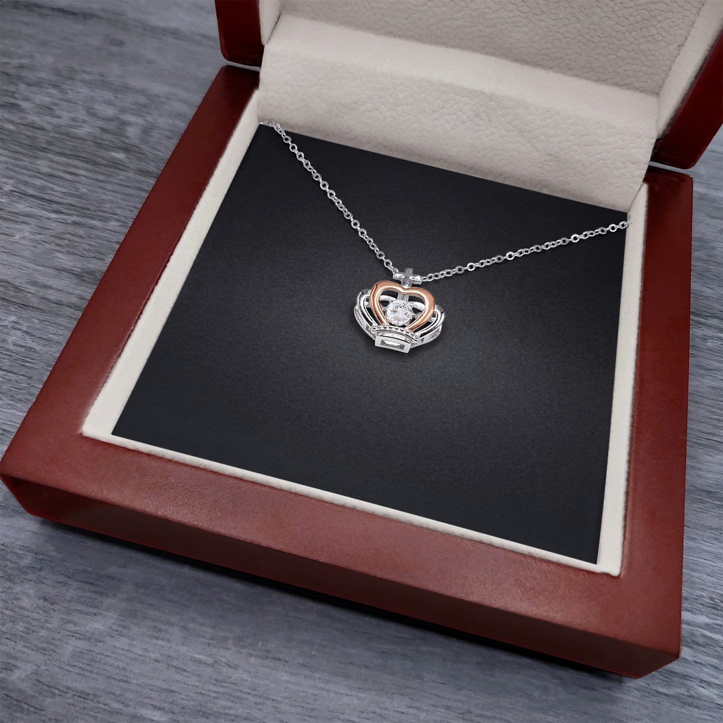 Crown Pendant Necklace with Personalized Card