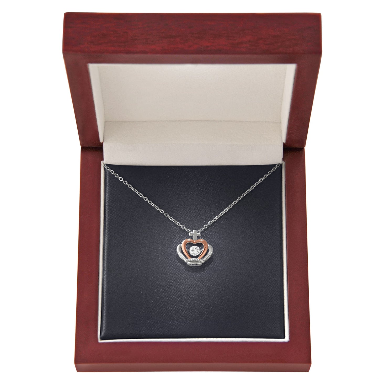 Crown Pendant Necklace with Personalized Card