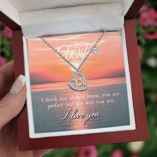 Baby Feet Heart Necklace with Luxery Box and Personalized Card for Wife