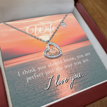Baby Feet Heart Necklace with Luxery Box and Personalized Card for Wife