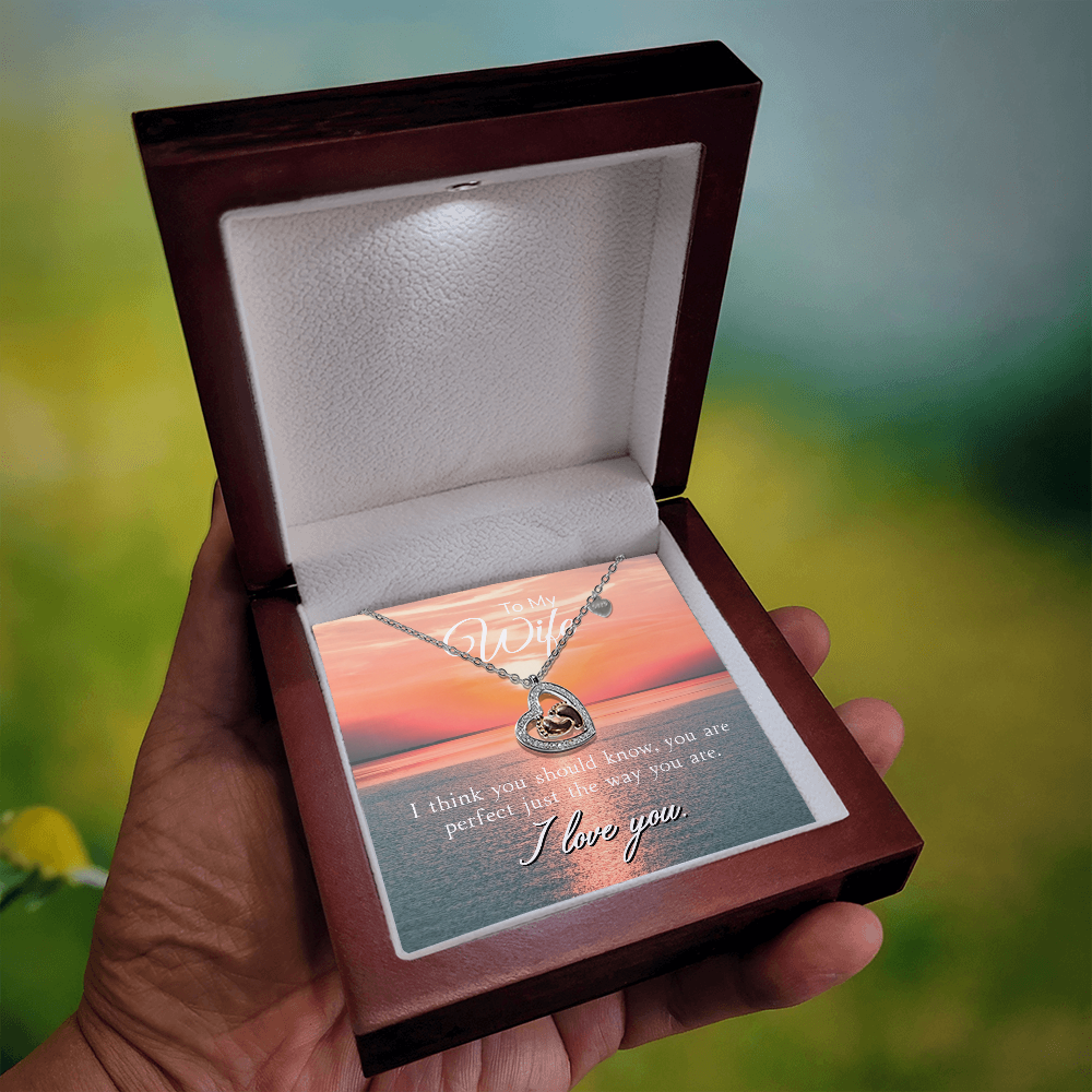 Baby Feet Heart Necklace with Luxery Box and Personalized Card for Wife