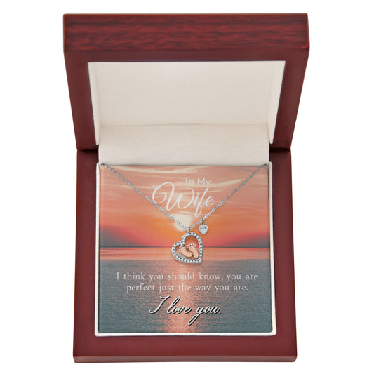 Baby Feet Heart Necklace with Luxery Box and Personalized Card for Wife