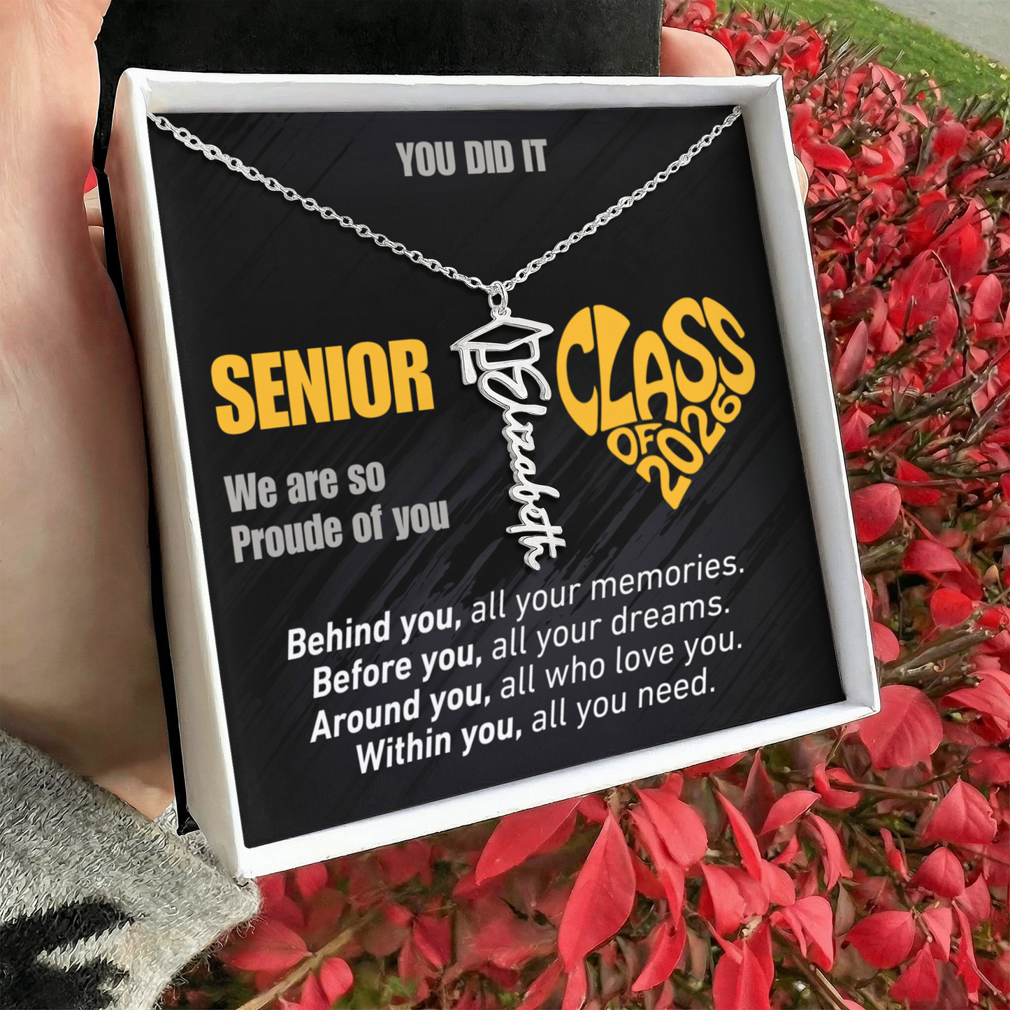 Personalized Graduation Name and Year Necklace - Class of 2026 Cap Pendant