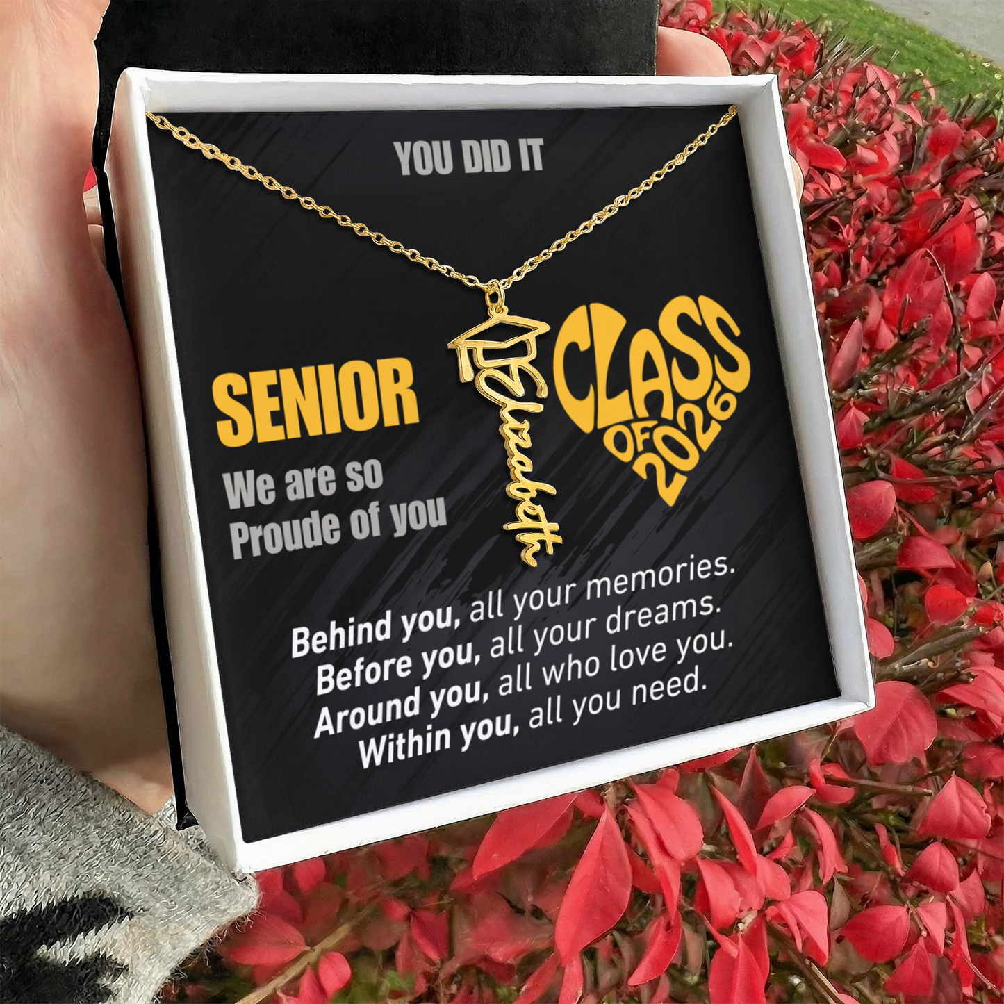 Personalized Graduation Name and Year Necklace - Class of 2026 Cap Pendant