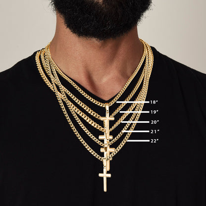 Engraved Cross Necklace with Cuban Chain For Christians