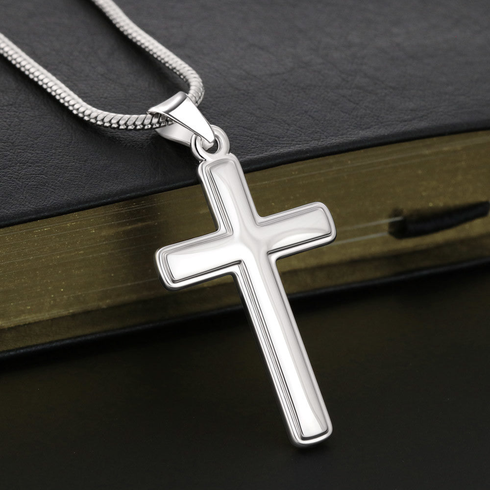 Engraved Cross Necklace with Snake Chain For Christians