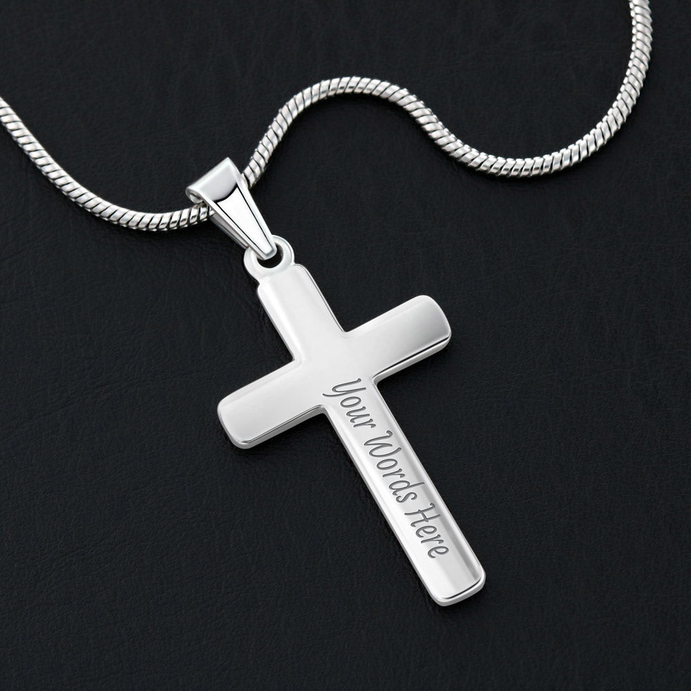 Engraved Cross Necklace with Snake Chain For Christians