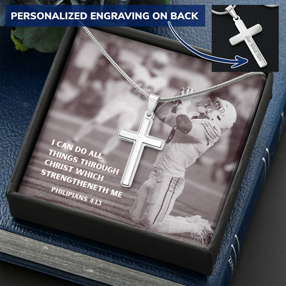 Engraved Cross Necklace with Snake Chain For Christians