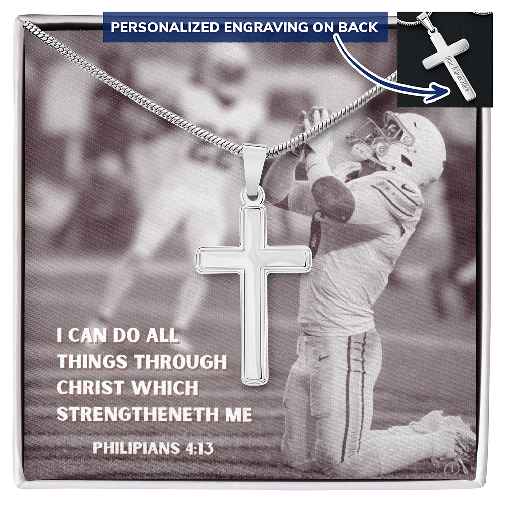 Engraved Cross Necklace with Snake Chain For Christians