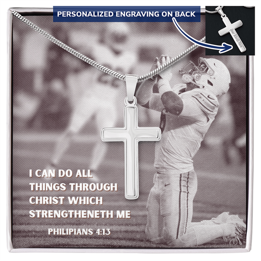 Engraved Cross Necklace with Snake Chain For Christians