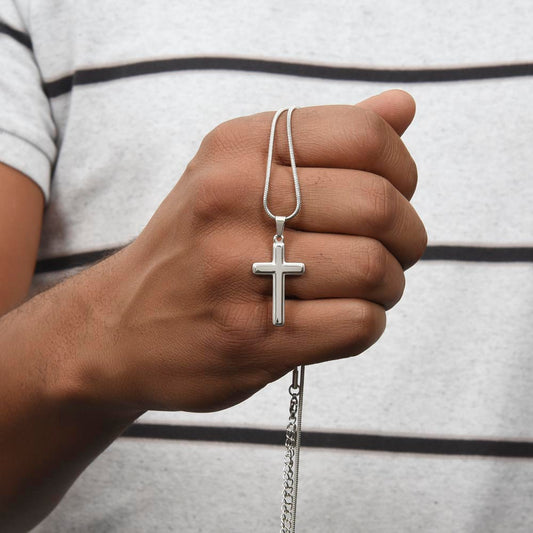 Engraved Cross Necklace with Snake Chain For Christians