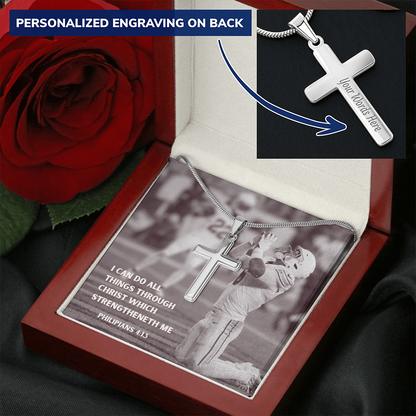Engraved Cross Necklace with Snake Chain For Christians