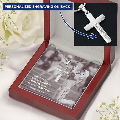 Engraved Cross Necklace with Snake Chain For Christians