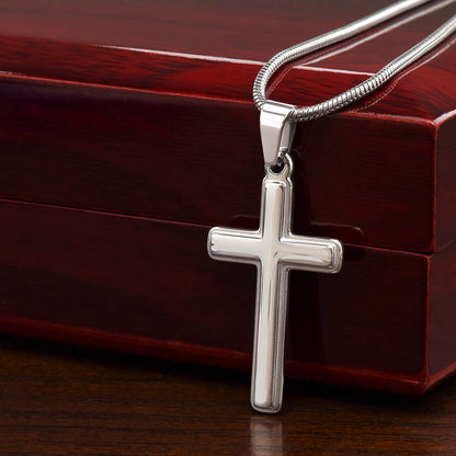 Engraved Cross Necklace with Snake Chain For Christians