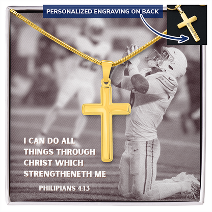 Engraved Cross Necklace with Snake Chain For Christians