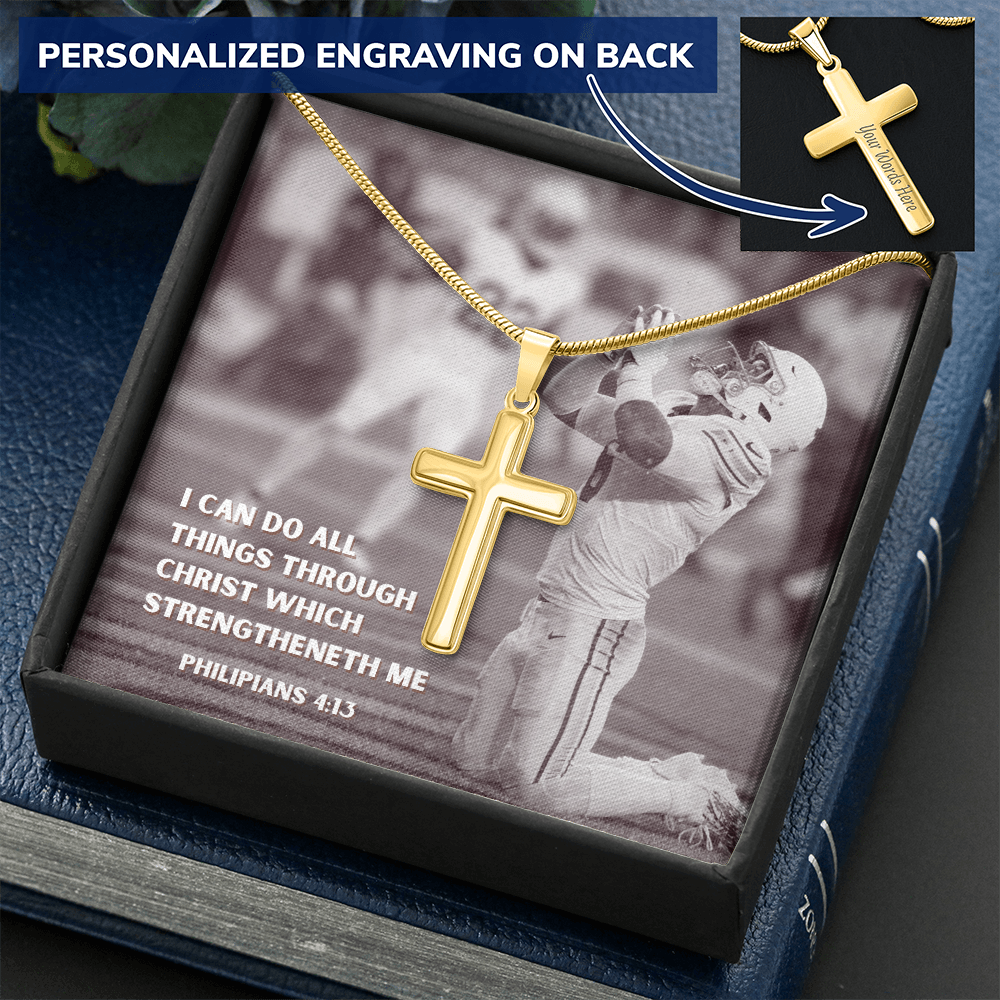 Engraved Cross Necklace with Snake Chain For Christians