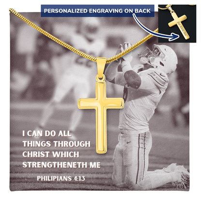 Engraved Cross Necklace with Snake Chain For Christians