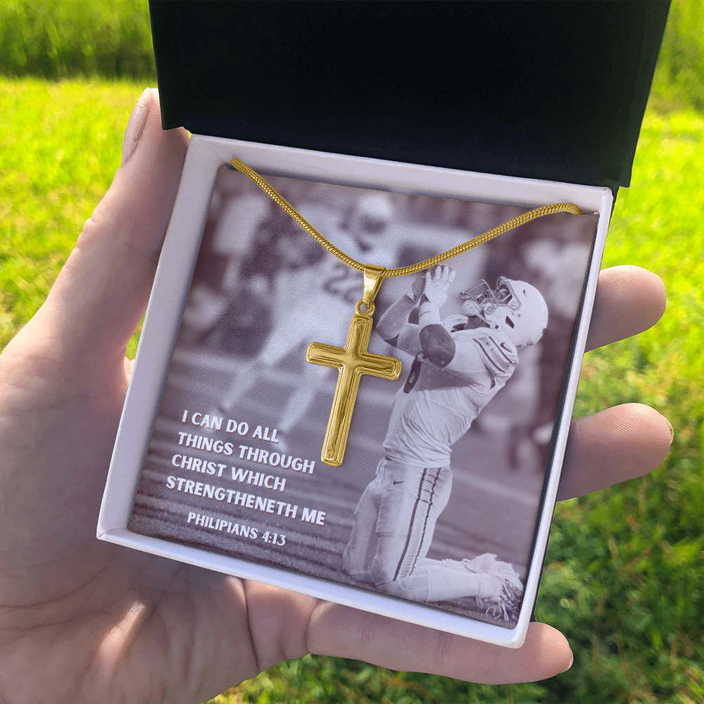 Engraved Cross Necklace with Snake Chain For Christians