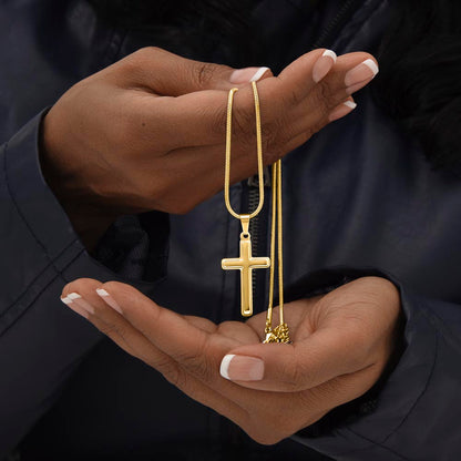 Engraved Cross Necklace with Snake Chain For Christians